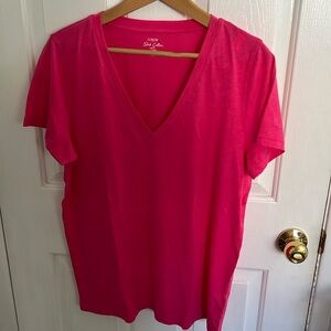 J Crew - Slub Cotton Tee - Fuschia - XL